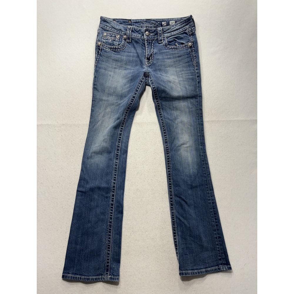 Miss Me Jeans Womens 29 Blue Medium Wash Mid Rise Bootcut Embellished 29x31.5